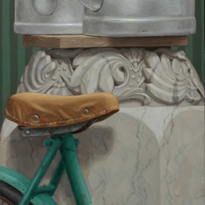 Bike for two - 2013, olio su tavola 100 x 40 cm