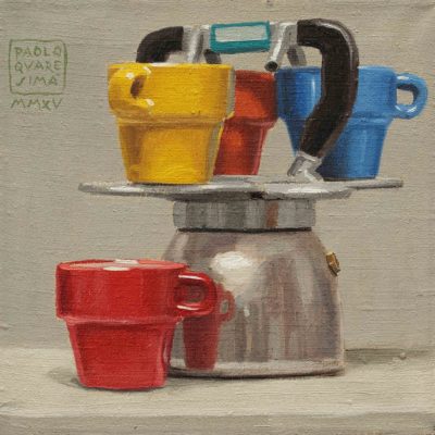 Caffè a colori - 2015, olio su tela 20 x 20 cm
