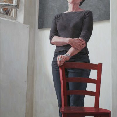 La sedia rossa ( Mahler, sinf. n° 10, adagio ) - 2000 - olio su tavola 145 x 100 cm