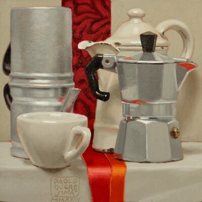 Ressa di caffè - 2024, olio su tavola 20 x 20 cm.