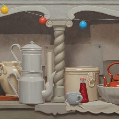 Molto rumore per nulla - 2025, olio su tavola 60 x 120 cm. Molto rumore per nulla - 2025, olio su tavola 60 x 120 cm.